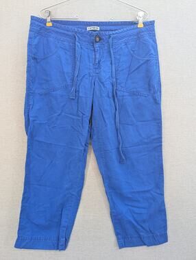 Express Cropped Linen & Cottom Pants Size 10 Blue
